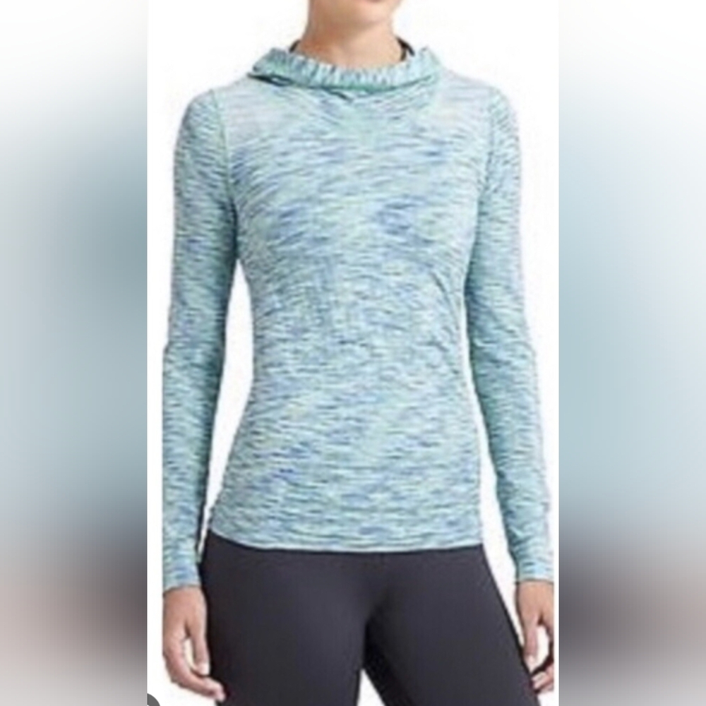 Athleta Small Radiance Pullover Hoodie Space Dye Blue Stretchy
